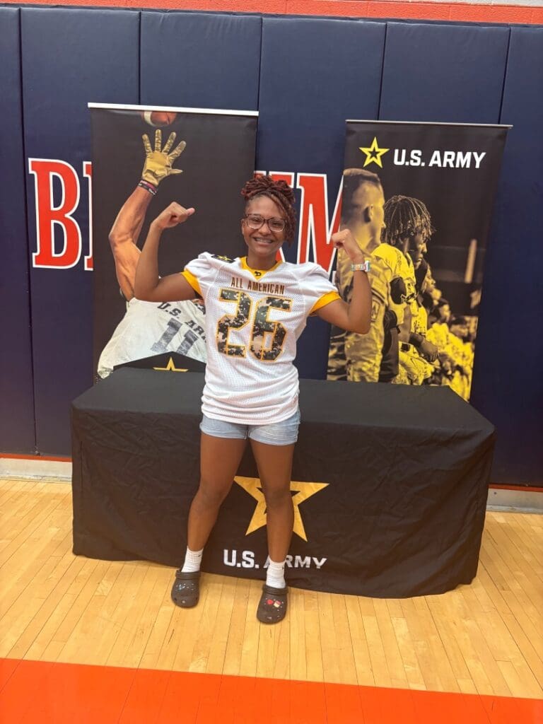 Flag football athlete in an All-American jersey